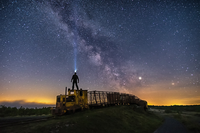 Milky Way over Sky Train at Lough Boora - All of the Rest Counties