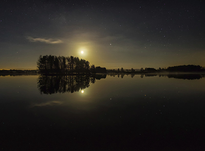 Finnamore Lake during the night, Ireland. - All of the Rest Counties