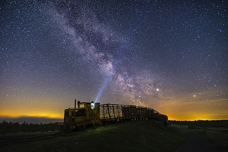 Milky Way over Sky Train, Lough Boora Discover,County Offaly, Ireland. - Pictures out of this world