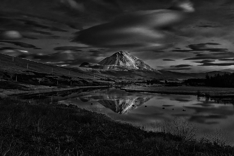 Errigal Mountain, Ireland. - Black and White