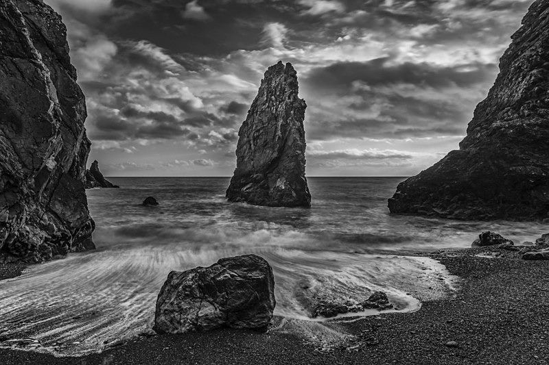 Hidden Cove at Copper Coast Drive, Ireland. - Black and White