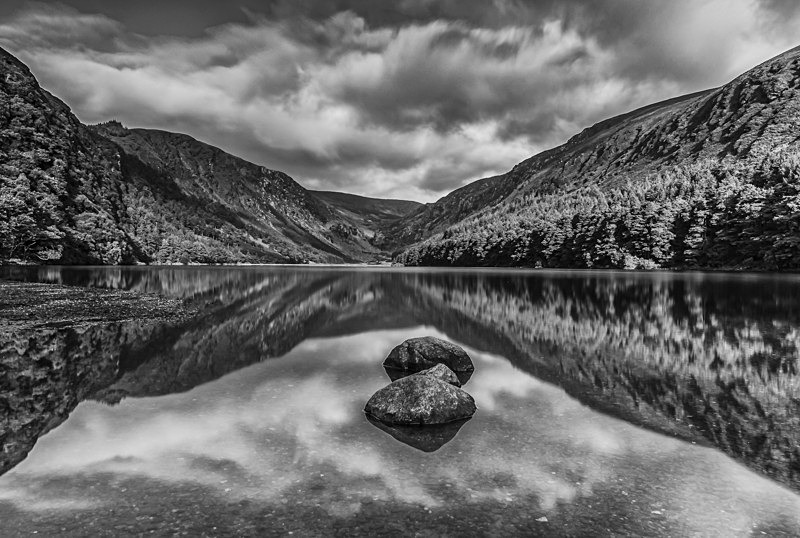 Upper Lake at Glendalough, Ireland. - Black and White