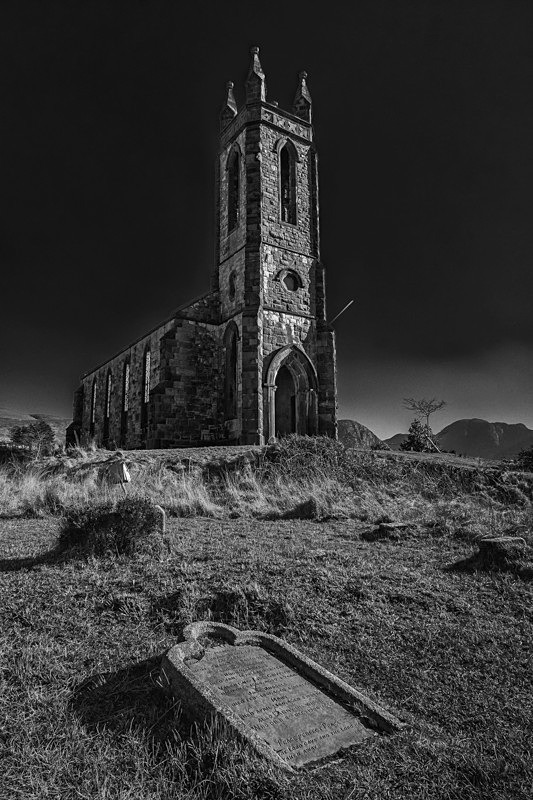 Old Church Dunlewey, Ireland. - Black and White