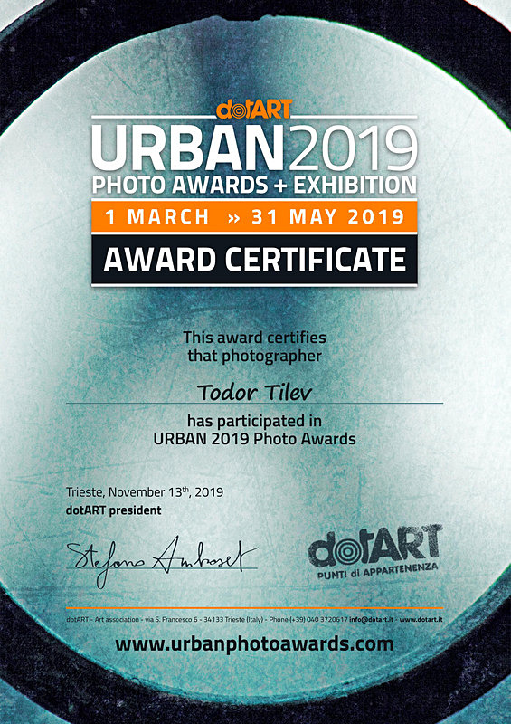 Urban Photo Awards 2019 Award Certificate - Achievements