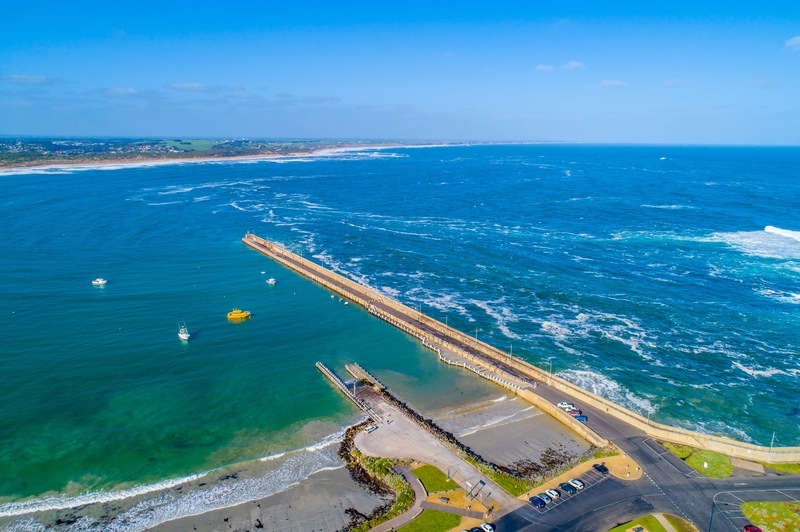 Warrnambool VIC drone fly harbour Across Australia Outback Tours AATours Travel Holiday Aerial Photo