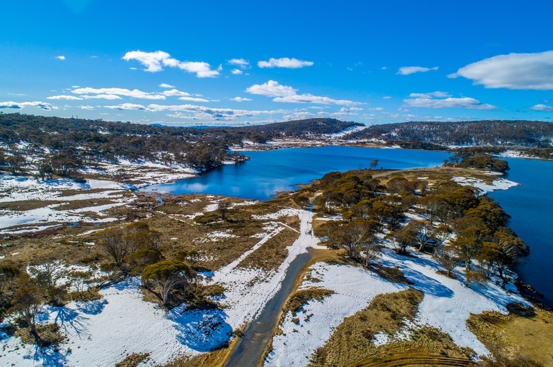 Three Mile Dam Mt Selwyn NSW aerial drone fly Across Australia Outback Tours AAOTours Holiday tours