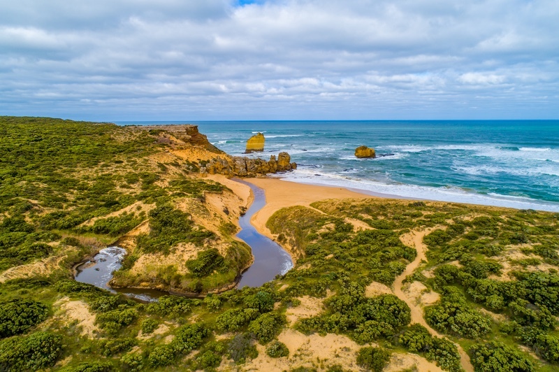 The Cove Drone fly Great Ocean Road VIC Across Australia Outback Tours AAOTours Travel Holiday