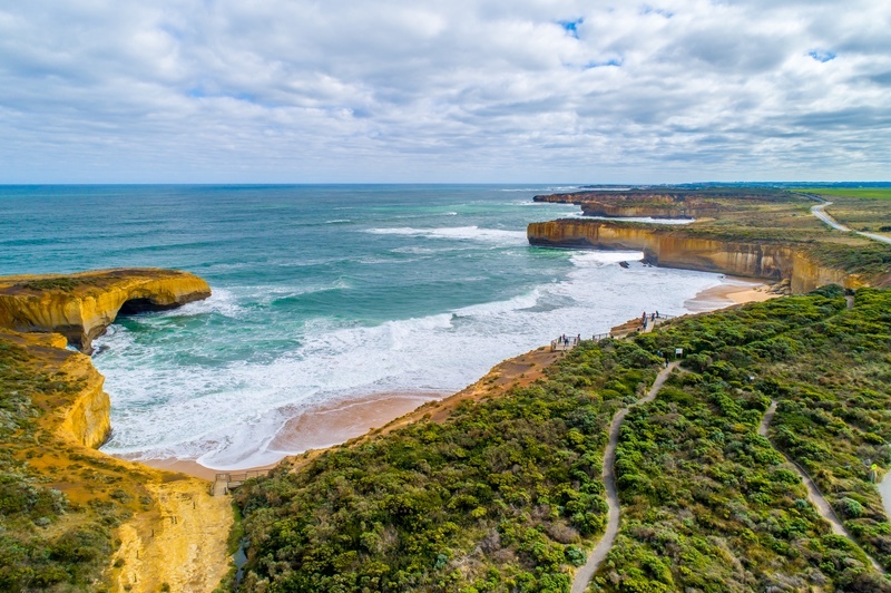 London Bridge drone fly VIC Great Ocean Road Across Australia Outback Tours AAOTours Holidays