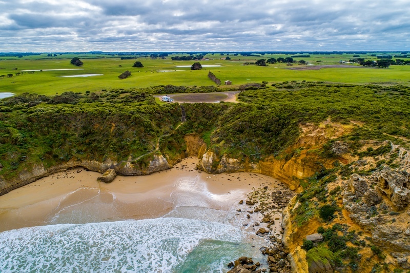 The Cove Drone fly Great Ocean Road VIC Across Australia Outback Tours AAOTours Travel Holiday