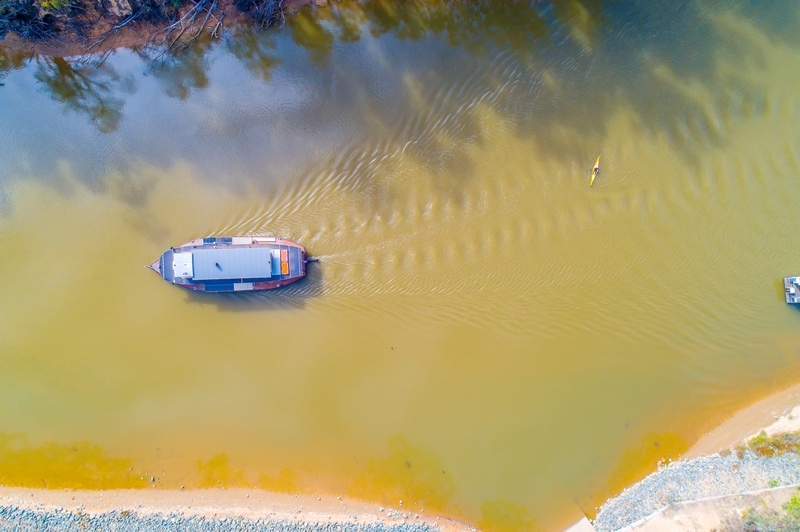 Murray River Echuca VIC aerial drone fly Across Australia Outback Tours AAOTours Holiday tours