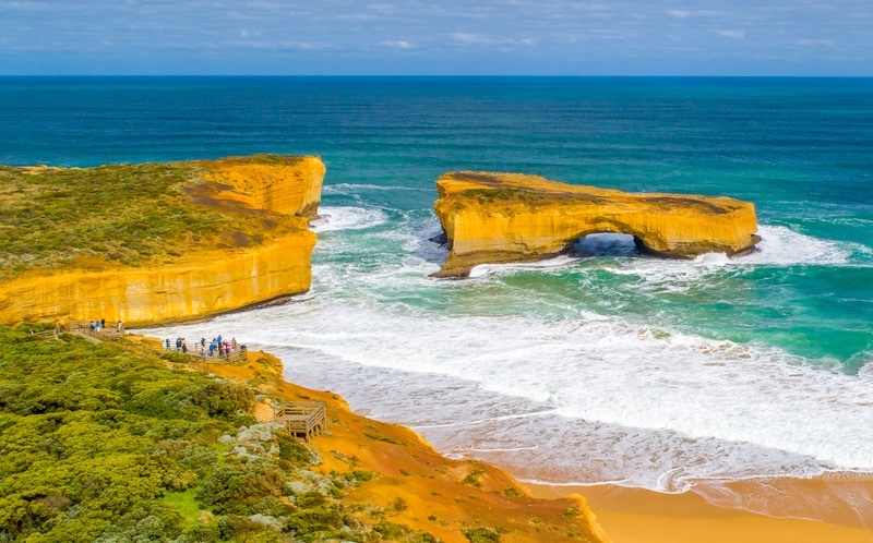London Bridge drone fly VIC Great Ocean Road Across Australia Outback Tours AAOTours Holidays
