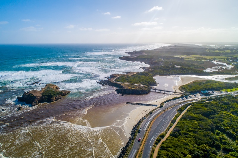 Warrnambool VIC drone fly harbour Across Australia Outback Tours AATours Travel Holiday Aerial Photo