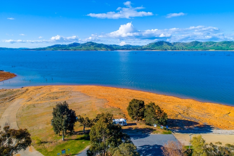 Lake Hume Ebden VIC aerial drone fly Across Australia Outback Tours AAOTours Holiday tours