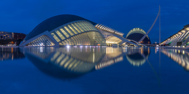 Blue Hour Reflection, City of Arts and Sciences, Valencia by Irish Photographer Adrian Hendroff - Outdoor Photography in Spain