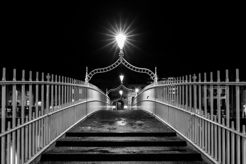 Ha'penny Bridge Steps, Black and White, Dublin  by Irish Photographer Adrian Hendroff - Landscape and Outdoor Photography in Ireland