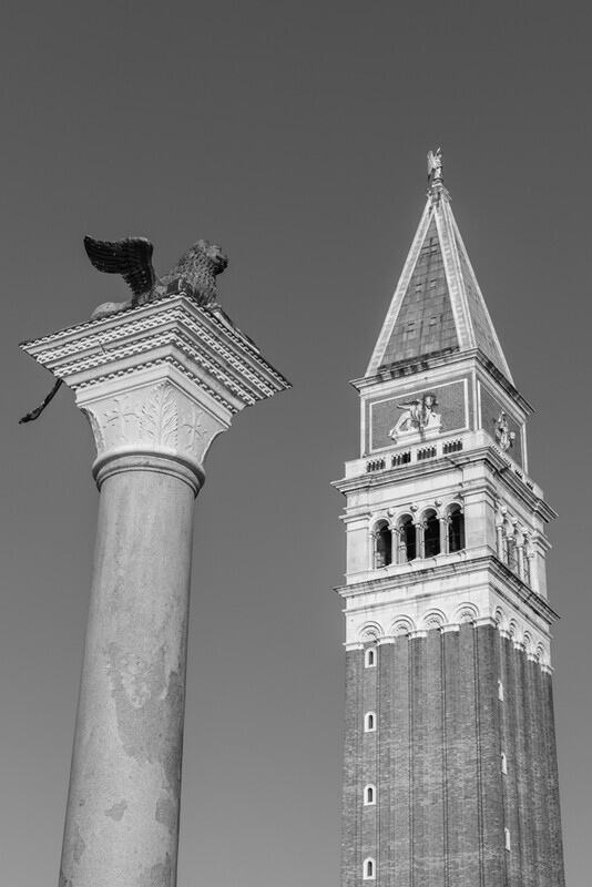 St Mark's Campanile and the Lion of Venice by Irish Photographer Adrian Hendroff - Outdoor Photography in Italy