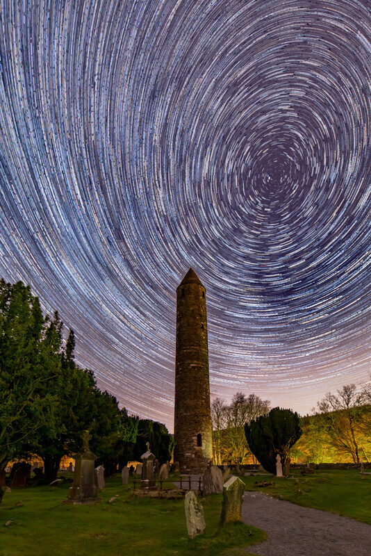 Star Trails at Glendalough Round Tower, Wicklow by Irish Photographer Adrian Hendroff - Landscape and Outdoor Photography in Ireland