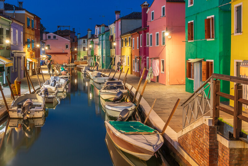 Blue Hour At Burano, Italy by Irish Photographer Adrian Hendroff - Outdoor Photography in Italy