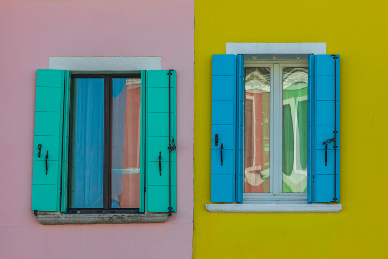 Pink And Yellow, Burano, Italy by Irish Photographer Adrian Hendroff - Outdoor Photography in Italy