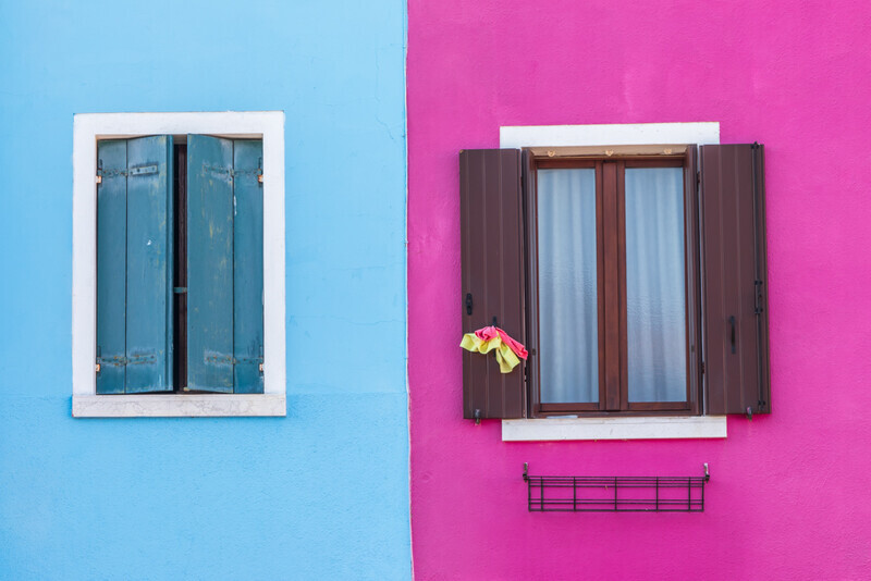 Blue And Pink, Burano, Italy  by Irish Photographer Adrian Hendroff - Outdoor Photography in Italy