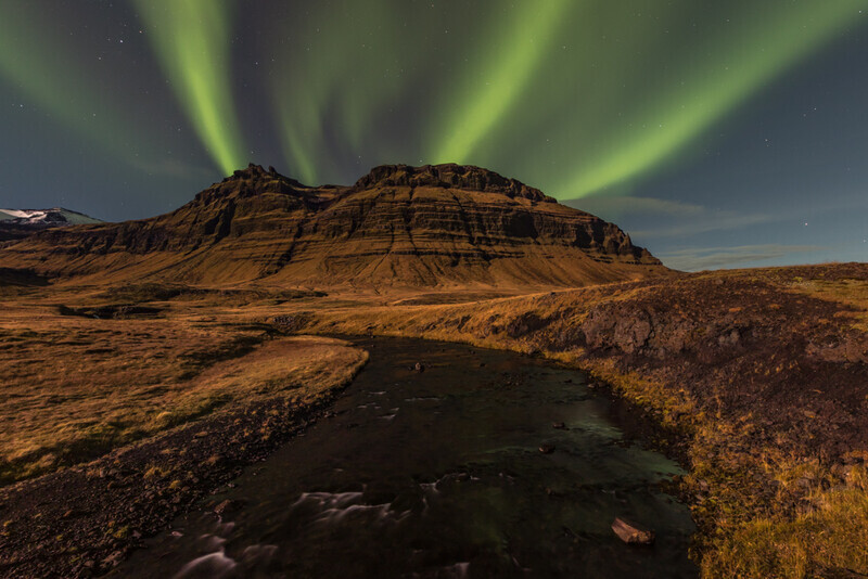 Grundarfjordur Mountains Aurora, Snaefellsnes, Iceland by Irish Photographer Adrian Hendroff - Outdoor Photography