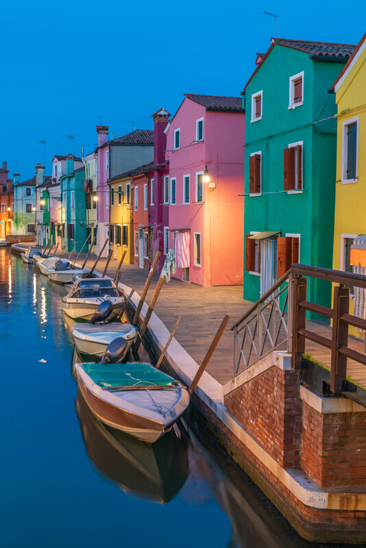 Blue Hour At Burano, Italy by Irish Photographer Adrian Hendroff - Outdoor Photography in Italy