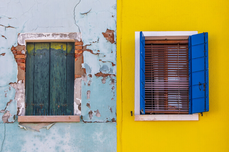 Old And New, Burano, Italy  by Irish Photographer Adrian Hendroff - Outdoor Photography in Italy