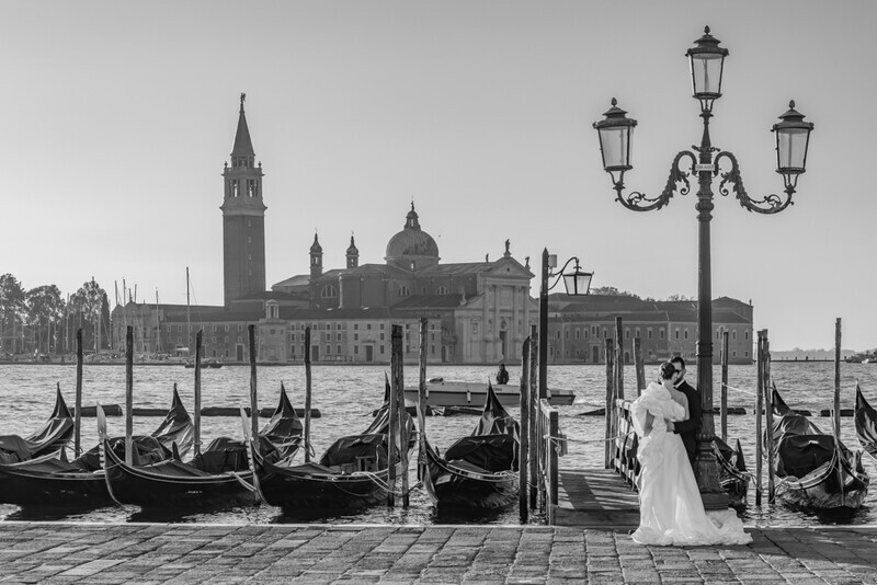 Venetian Bride and Groom, Riva degli Schiavoni by Irish Photographer Adrian Hendroff - Outdoor Photography in Italy