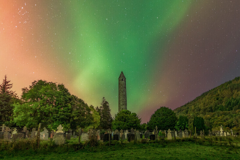Aurora Over Monastic Site, Glendalough by Irish Photographer Adrian Hendroff - Outdoor Photography
