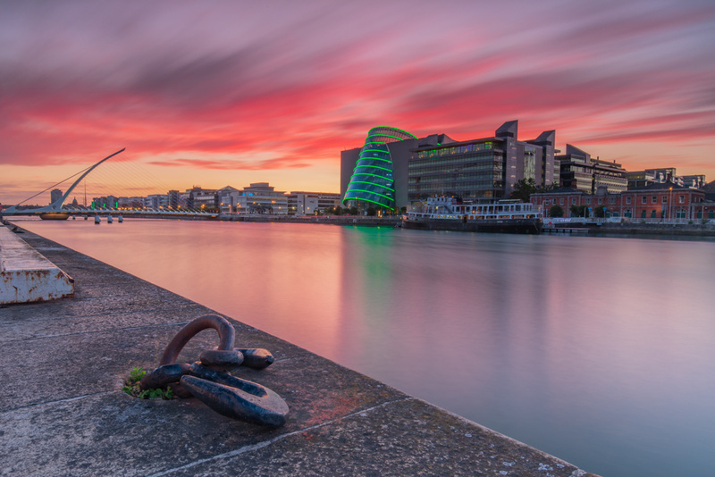 View Along The Liffey Towards Samuel Beckett Bridge at Sunset, Dublin by Irish Photographer Adrian Hendroff - Landscape and Outdoor Photograph