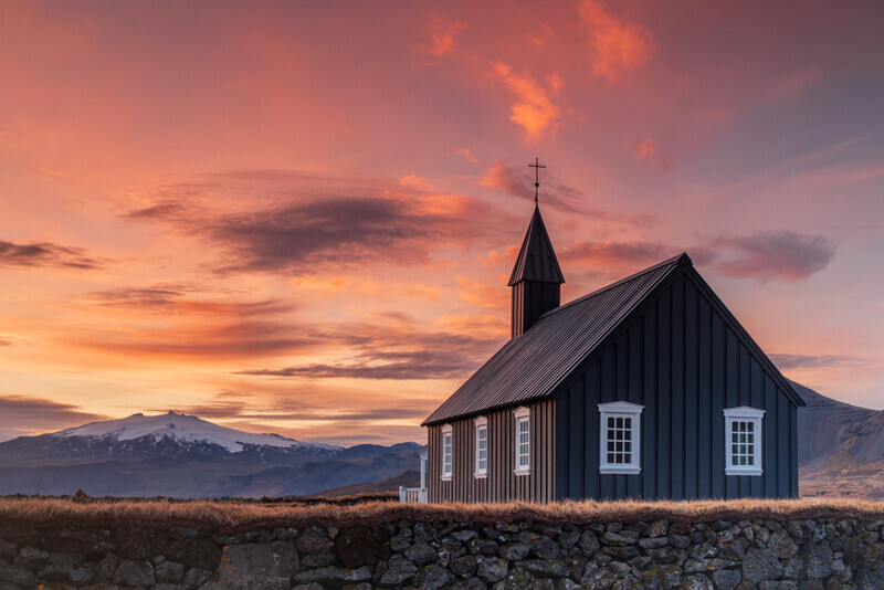 Sunset Over Budakirkja, Iceland by Irish Photographer Adrian Hendroff - Outdoor Photography