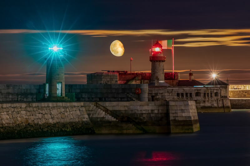 Moon rise over Dun Laoghaire Harbour, Dublin by Irish Photographer Adrian Hendroff - Landscape and Outdoor Photography in Ireland
