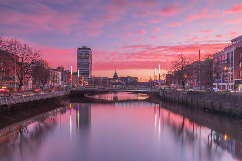 Dawn Along The Liffey from O'Connell Bridge, Dublin by Irish Photographer Adrian Hendroff - Landscape and Outdoor Photography in Ireland