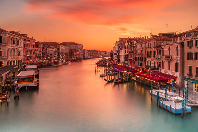 Grand Canal Sunset, Rialto, Venice by Irish Photographer Adrian Hendroff - Outdoor Photography in Italy