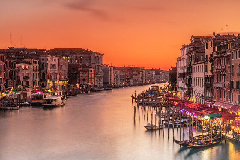 Grand Canal At Dusk, Rialto, Venice by Irish Photographer Adrian Hendroff - Outdoor Photography in Italy