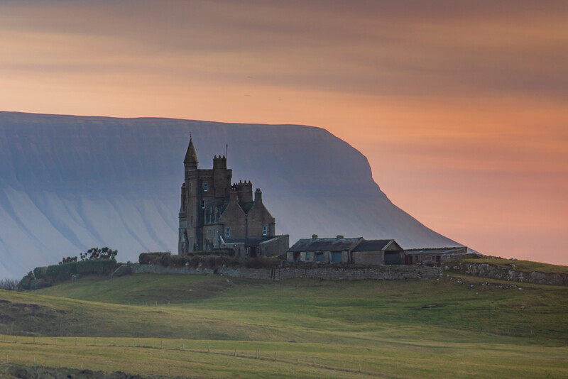 Sunset Over Classiebawn Castle and Benbulben, Co Sligo  by Irish Outdoor Photographer Adrian Hendroff - Landscape Photography in Ireland