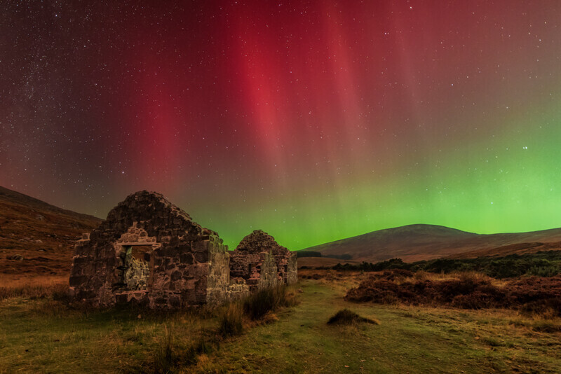 Aurora Over Glendasan Ruin, Wicklow Mountains by Irish Photographer Adrian Hendroff - Outdoor Photography
