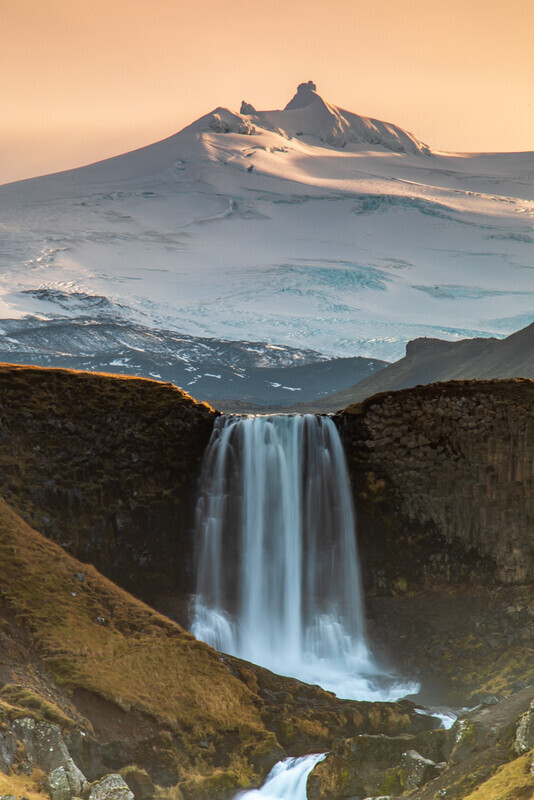 Svodufoss and Snaefellsjokull, Snaefellsnes, Iceland by Irish Photographer Adrian Hendroff - Outdoor Photography