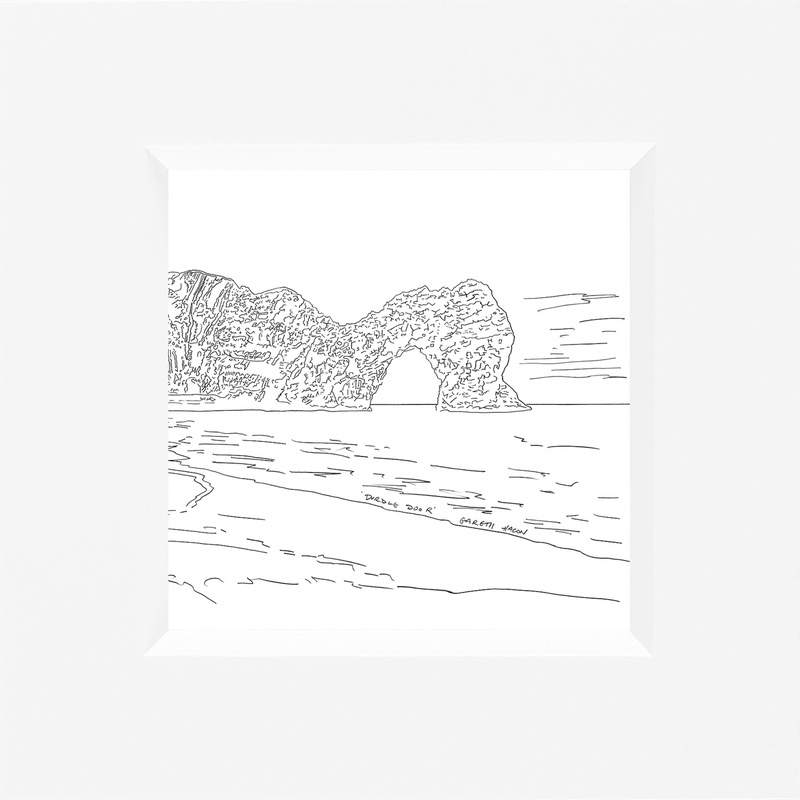 Durdle Door - Dorset - Line Art Square