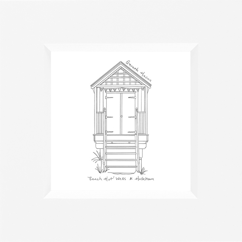 Beach Hut - Wells and Holkham - Line Art Square
