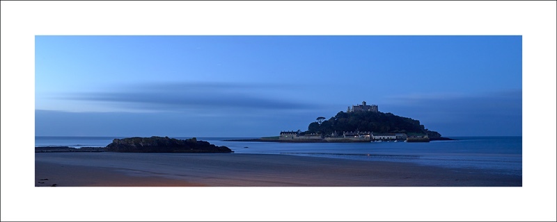 panoramic photograph of st michael's mount and chapel rock