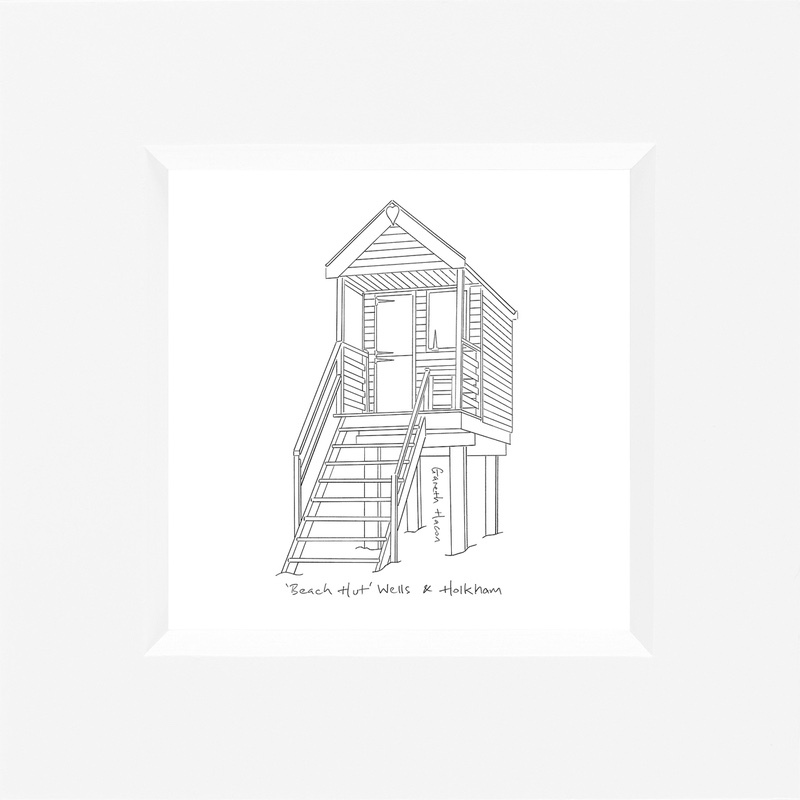 Beach Hut - Wells and Holkham - Line Art Square