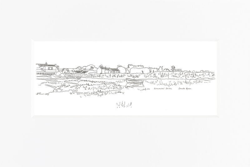 Brancaster Staithe - Panoramic Line Art