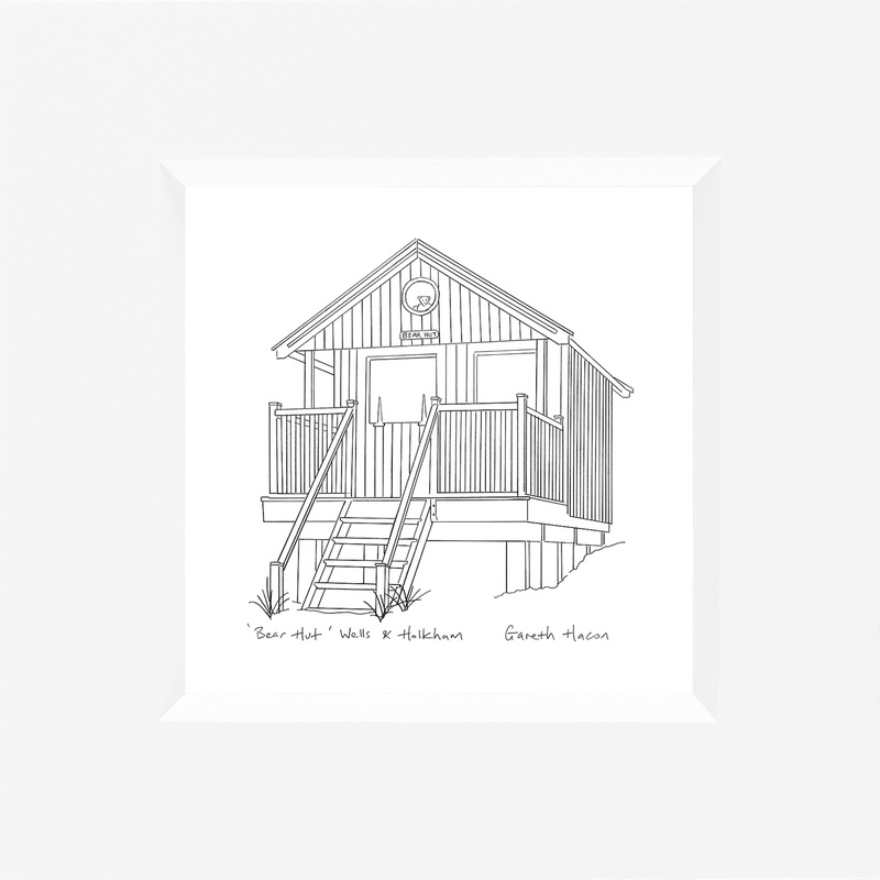 Beach Hut - Wells and Holkham - Line Art Square