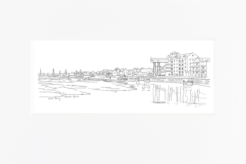 Wells Quay - Panoramic Line Art