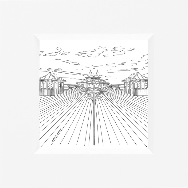 Comer Pier - Norfolk - Line Art Square