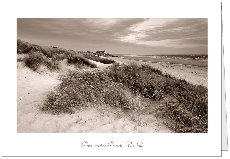 A5 Greeting Card of view of Brancaster Beach - Greetings Cards