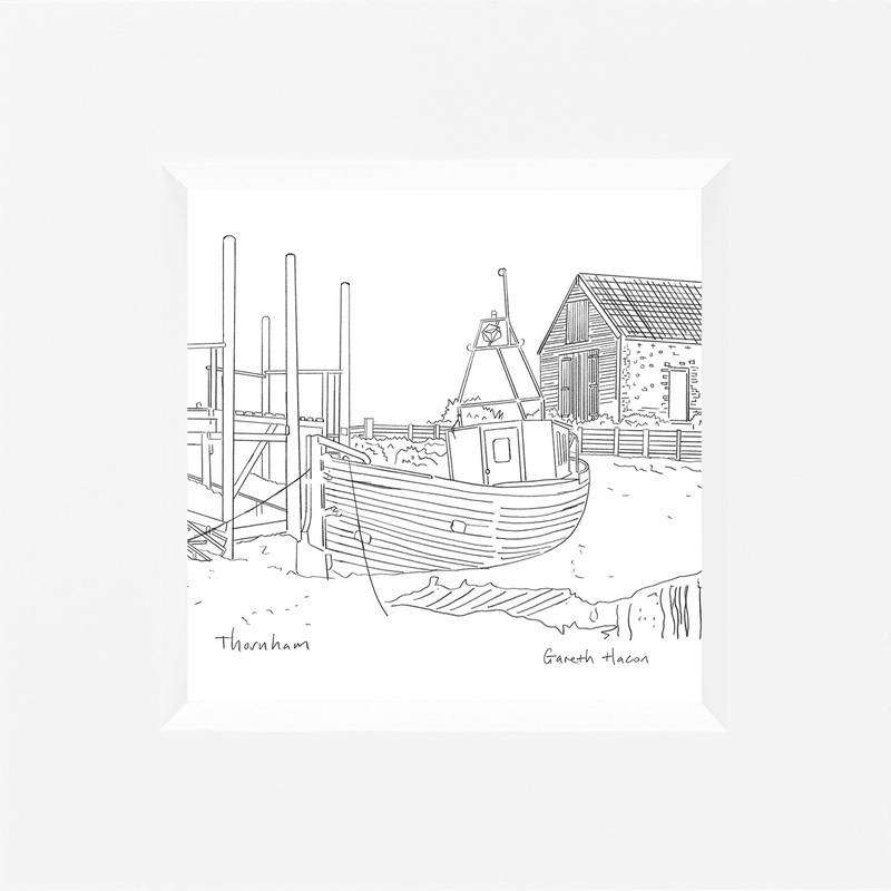 Thornham - Norfolk - Line Art Square