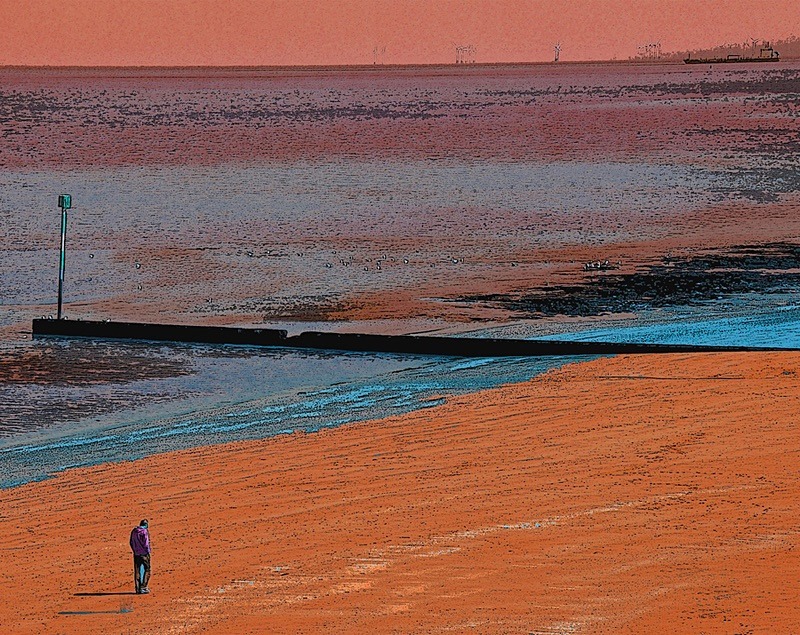 Photographic print, Man alone on Margate Beach