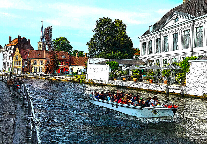 Photographic print, Canal Scene, Bruges